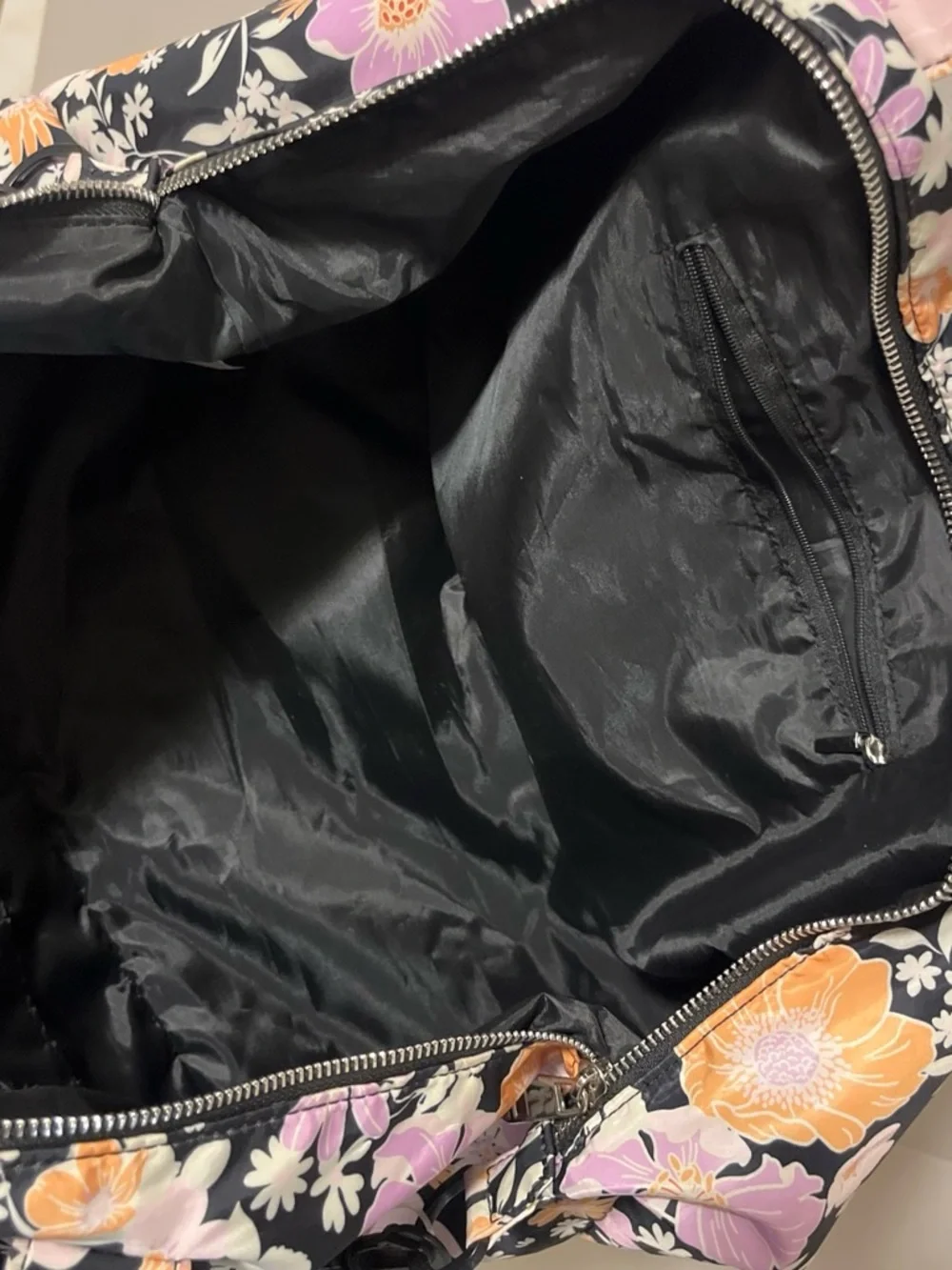 MsddennGirl weekend Bag — Black with Lilac & Peach Flowers